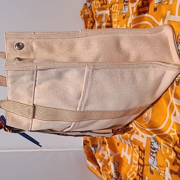 ❤HERMES TOILE FOURRE TOUT MM WOMEN'S CANVAS TOTE BAG ORANGE  ÉCRU TOILE H CANVAS - Picture 15 of 17